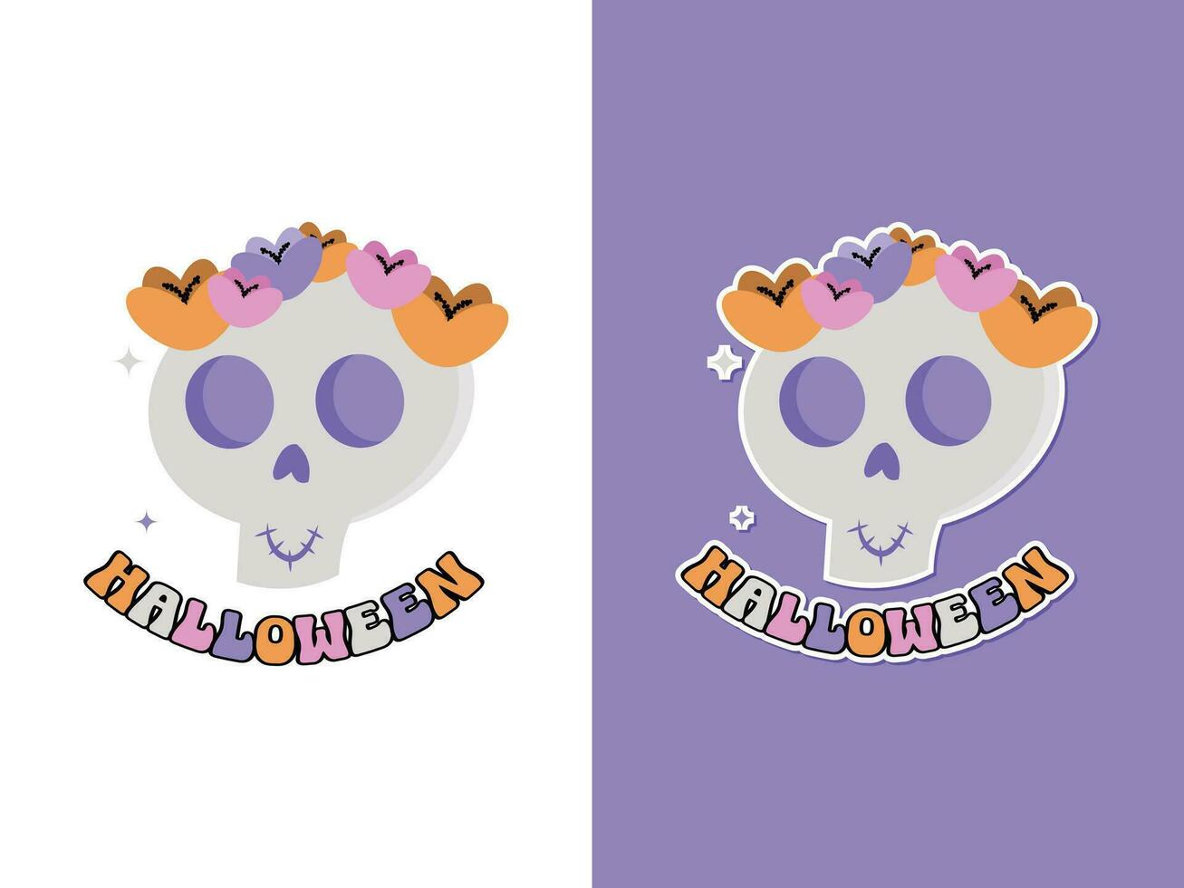 Cute Halloween floral skull sublimation illustration vector