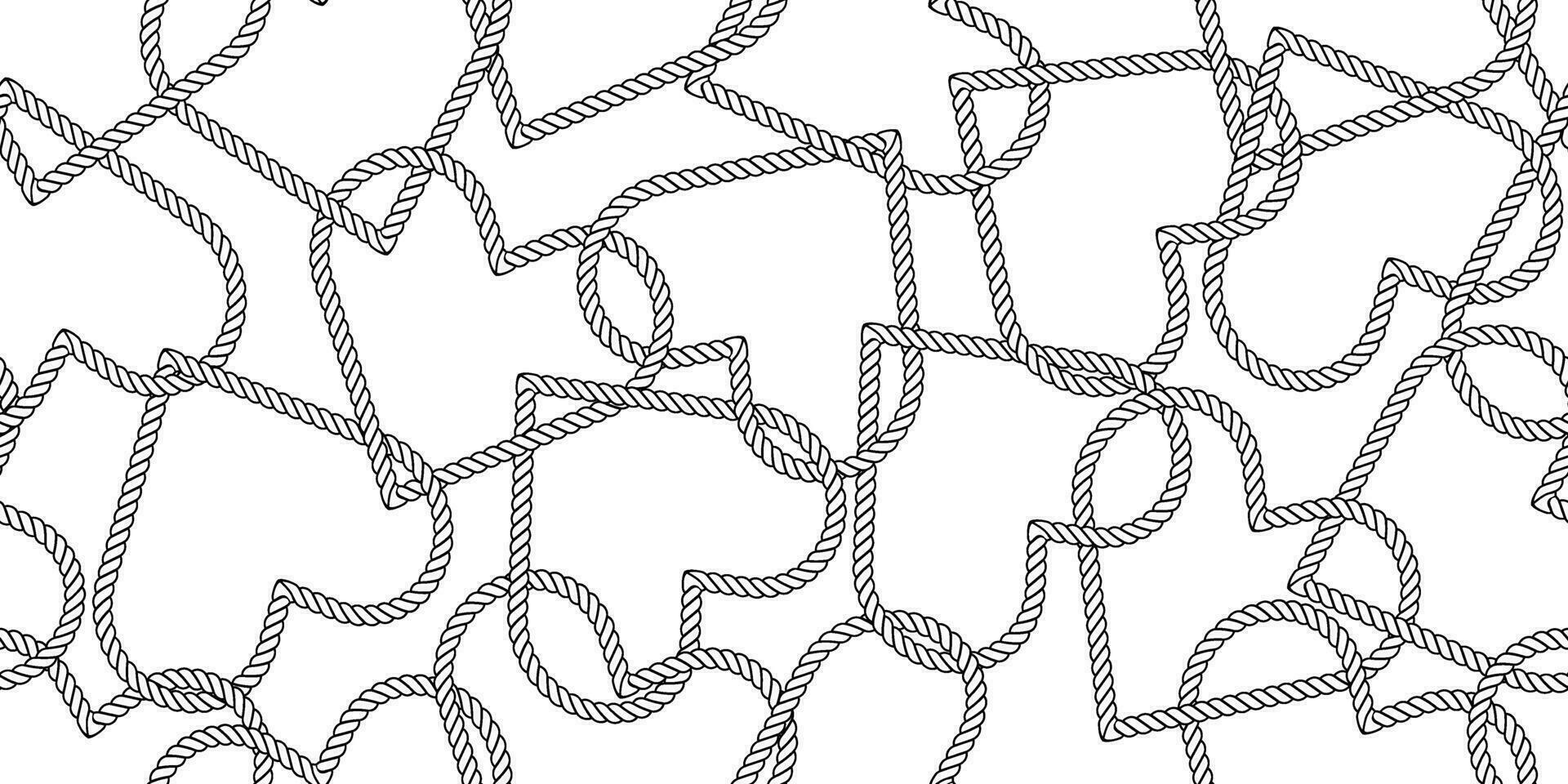 black white hearts rope seamless pattern vector