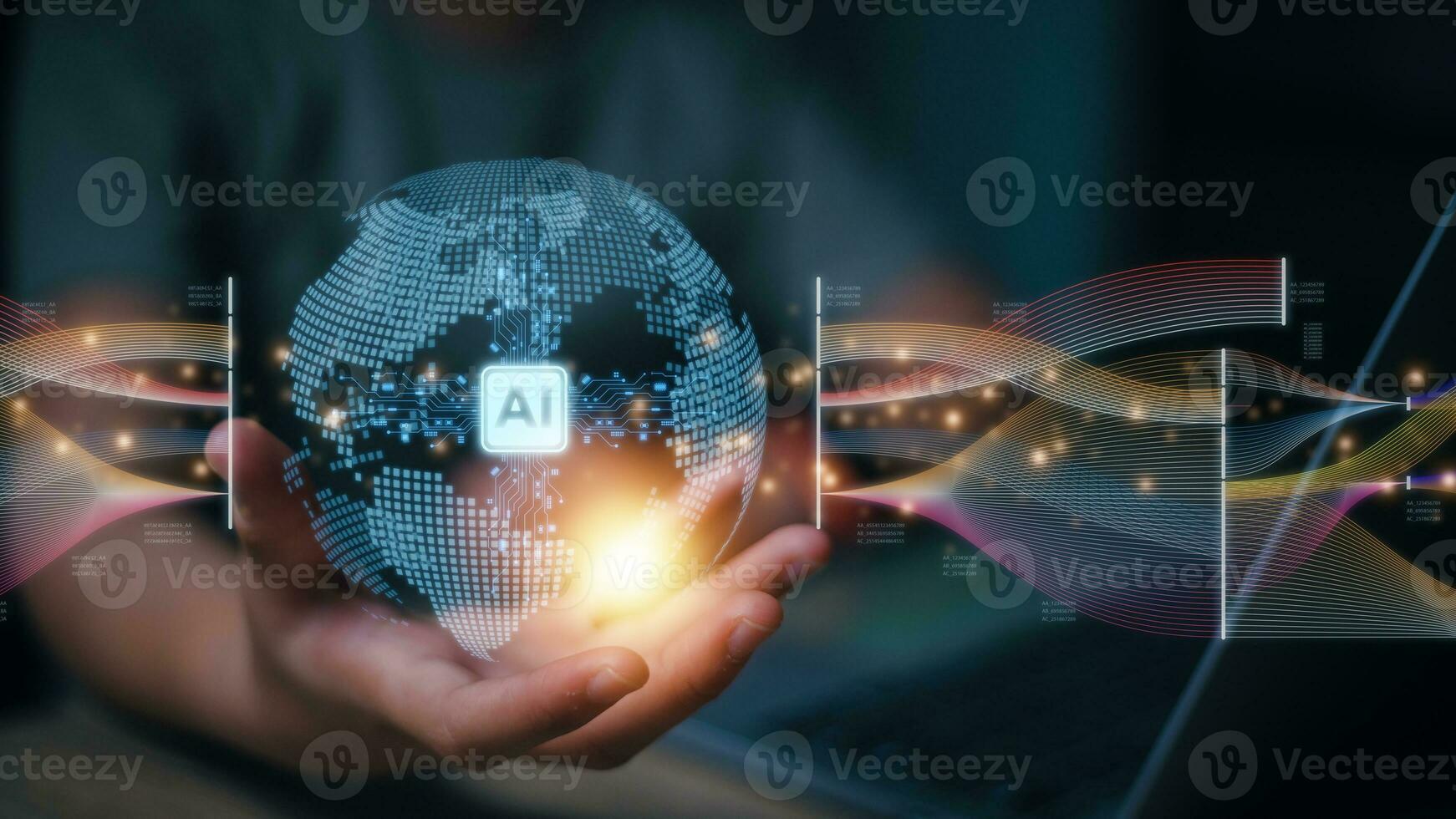 AI, Artificial Intelligence, technology smart robot AI, artificial intelligence for generating something, Futuristic technology transformation, Chatbot, assistant, secretary. photo