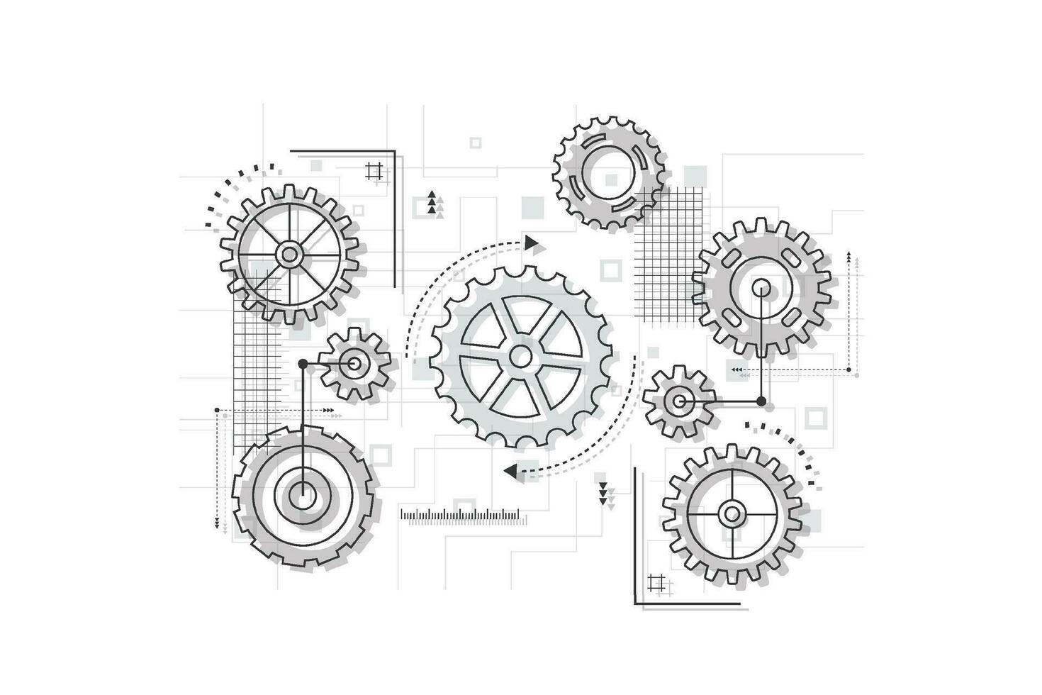 Abstract gear wheel mechanism background. Machine technology. Vector illustration