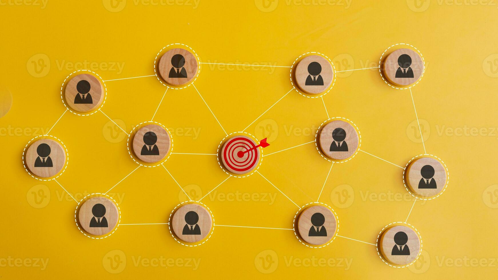 Business target concepts. Target icon connection linkage with a human icon for customer focus target group and customer relation management concept. photo