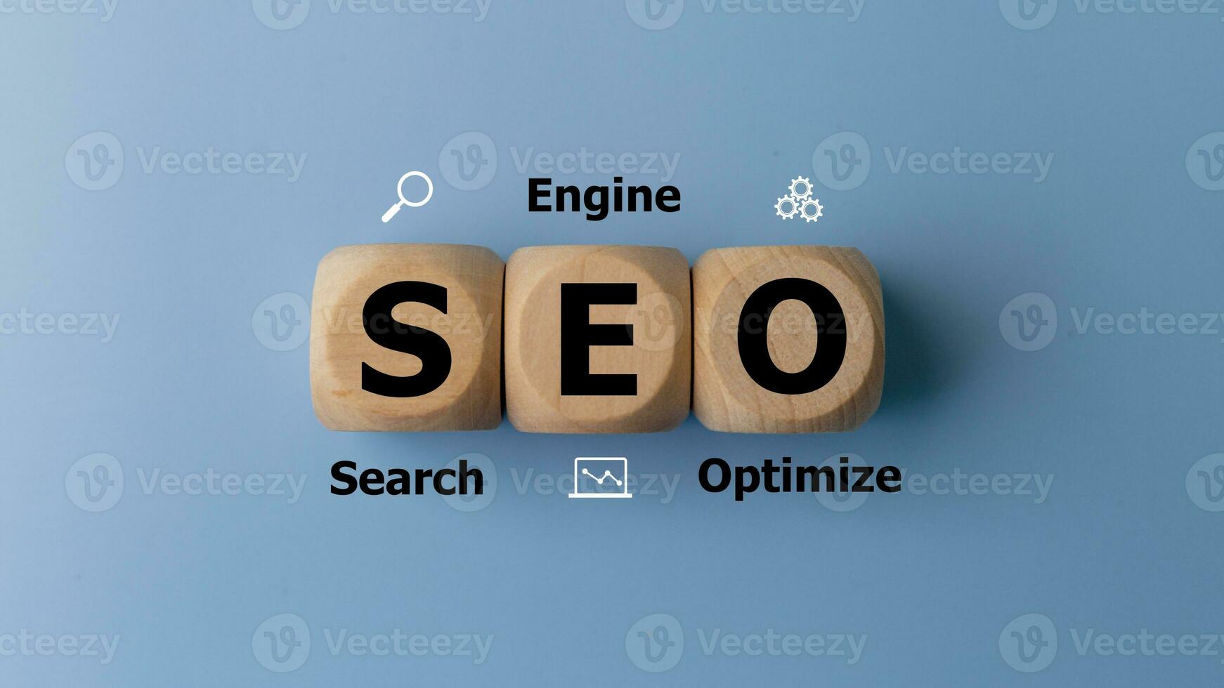 SEO Search Engine Optimization SEO on wooden cubes. Website Internet Business Technology Concept. photo