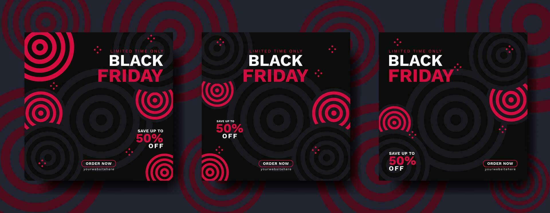 set of black friday super sale social media banner template vector