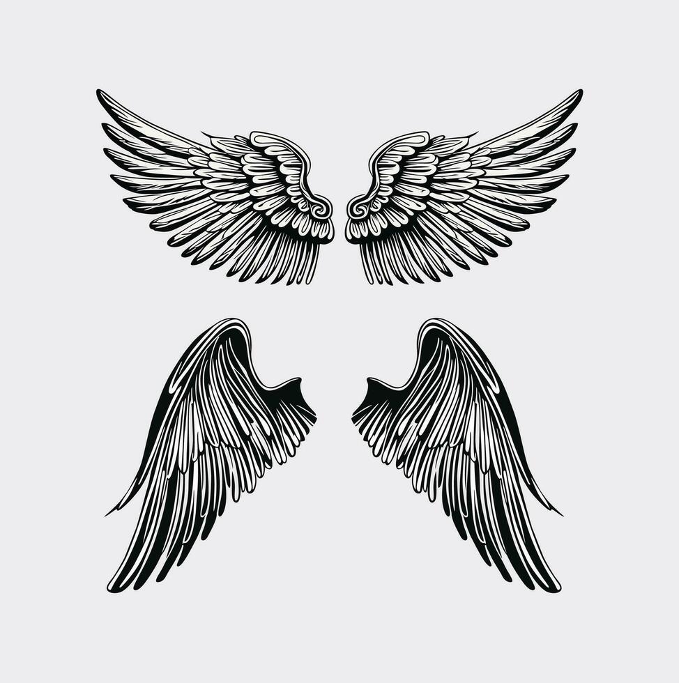 vintage vector angel wings free vector