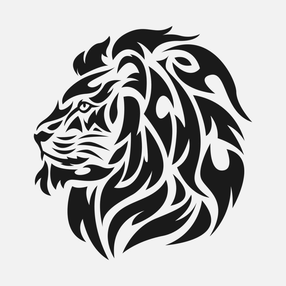 lion head tattoo. vector illustration.