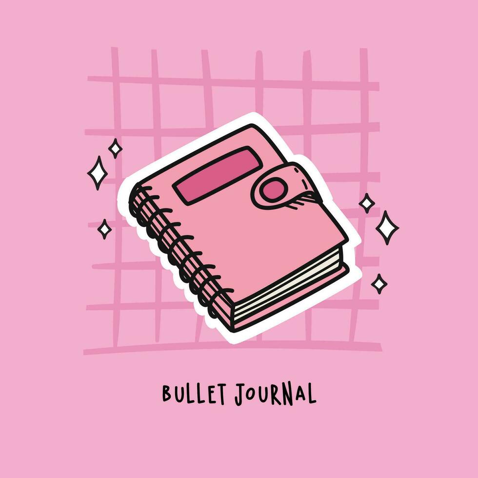 Cute pink journal doodle illustration vector