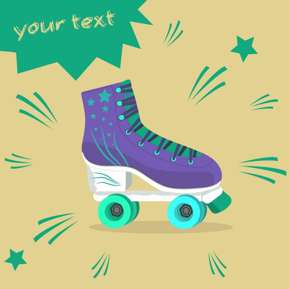 roller skates postcard vector