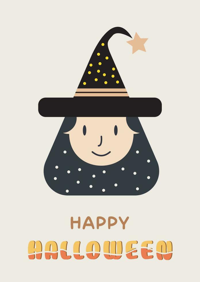 Happy halloween Card, Halloween background with cute little witch, Halloween hat vector