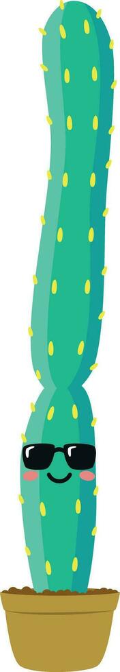 Vector illustration of a funny cactus character in cartoon style isolated on white background
