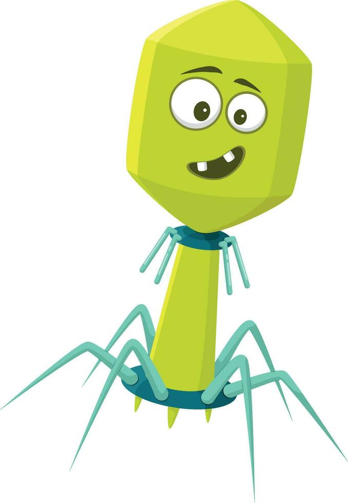 Vector illustration of a Bacteriophage Virus in cartoon style isolated on white background