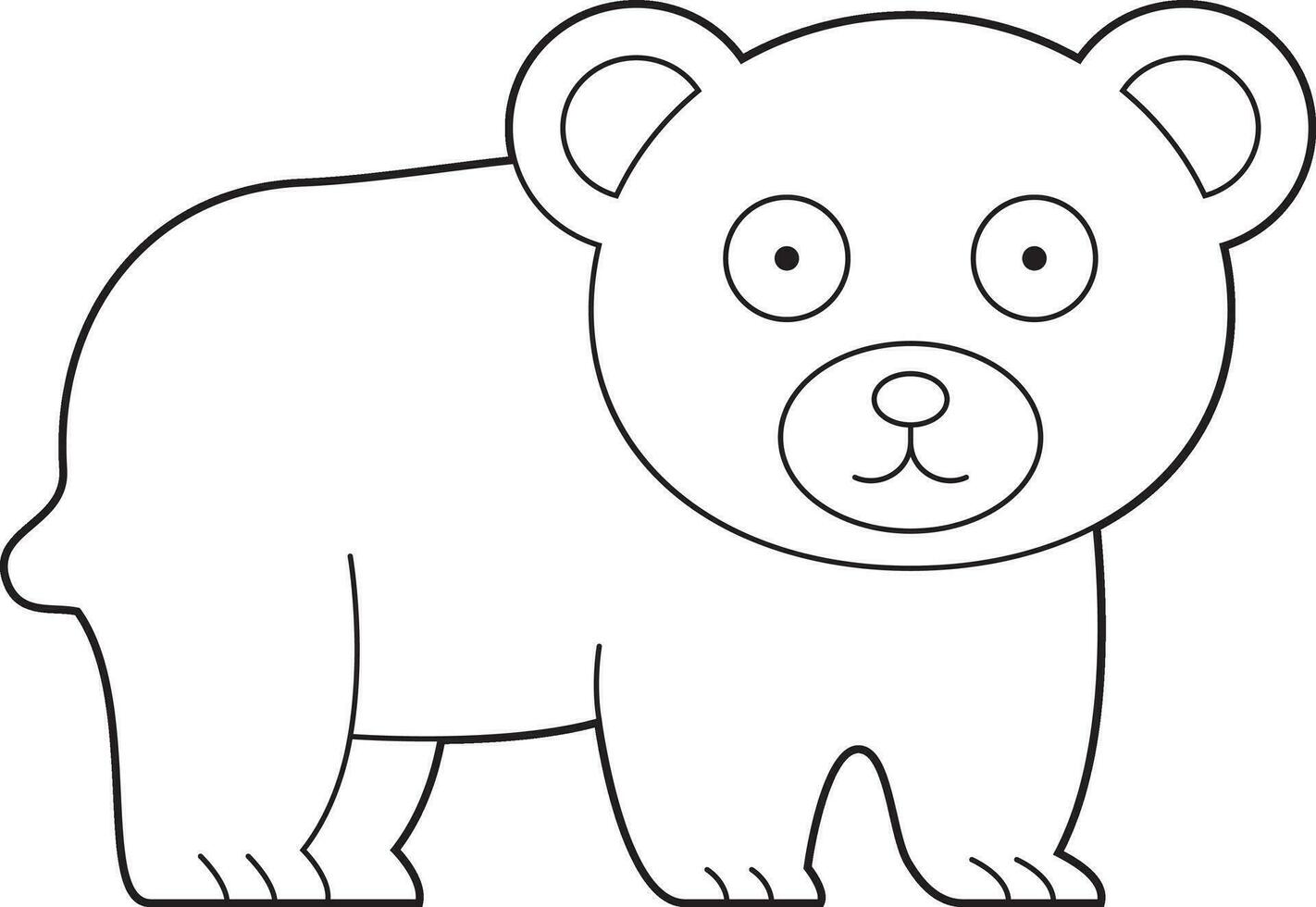 Easy coloring cartoon vector illustration of a bear