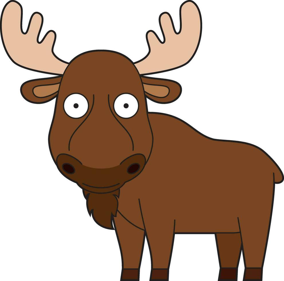 Cute cartoon vector illustration of a moose