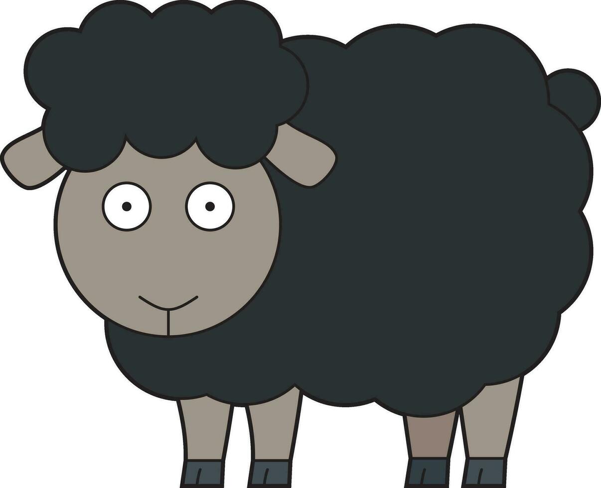 Cute cartoon vector illustration of a black sheep