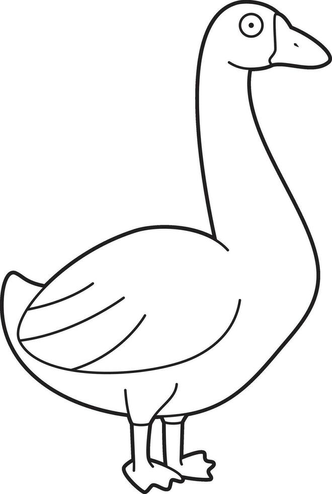 Easy coloring cartoon vector illustration of a goose
