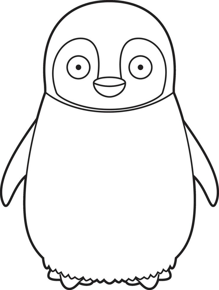 Easy coloring cartoon vector illustration of a baby penguin