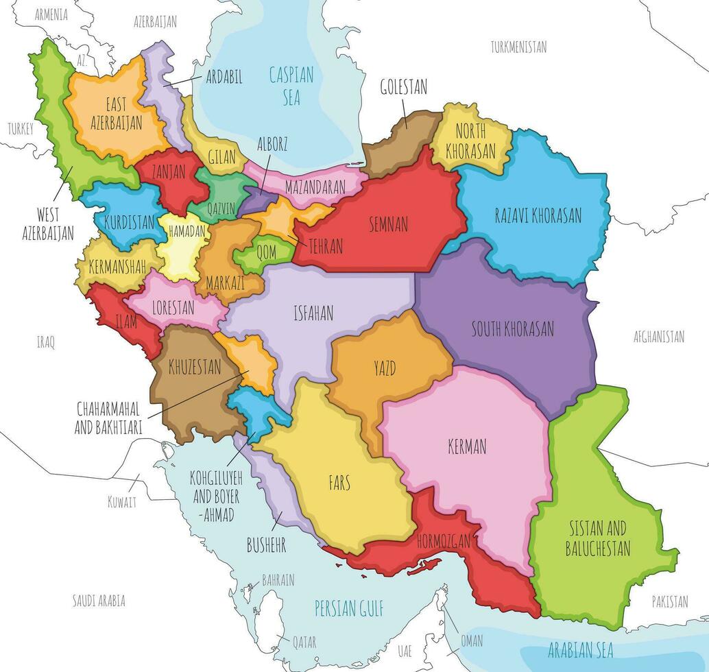 vector ilustrado mapa de corrí con provincias y administrativo divisiones, y vecino países. editable y claramente etiquetado capas.