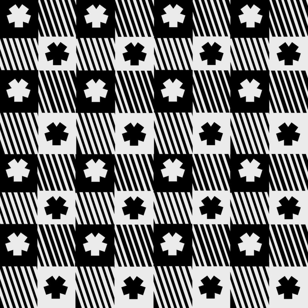 Black and white fabric patterns, various styles vector