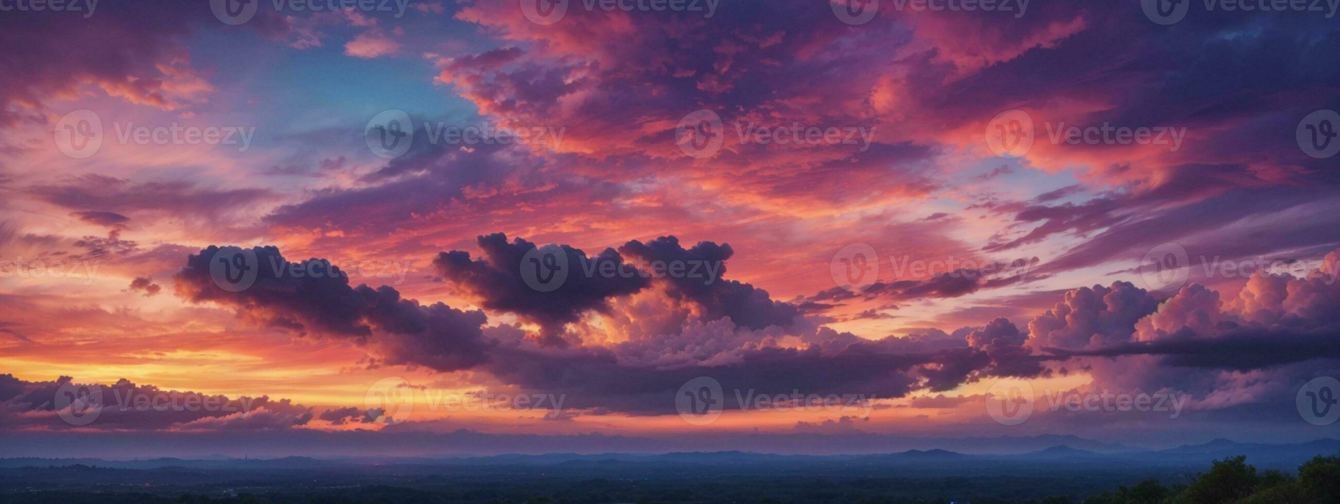 Background of colorful sky concept Dramatic sunset with twilight color sky and clouds. AI generated photo