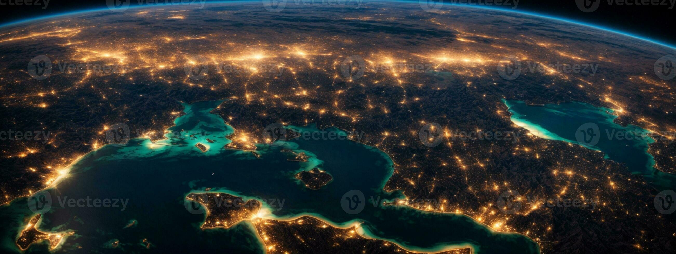 Communication technology for internet business. Global world network and telecommunication on earth cryptocurrency and blockchain and IoT. Elements of this image furnished by NASA. AI generated photo