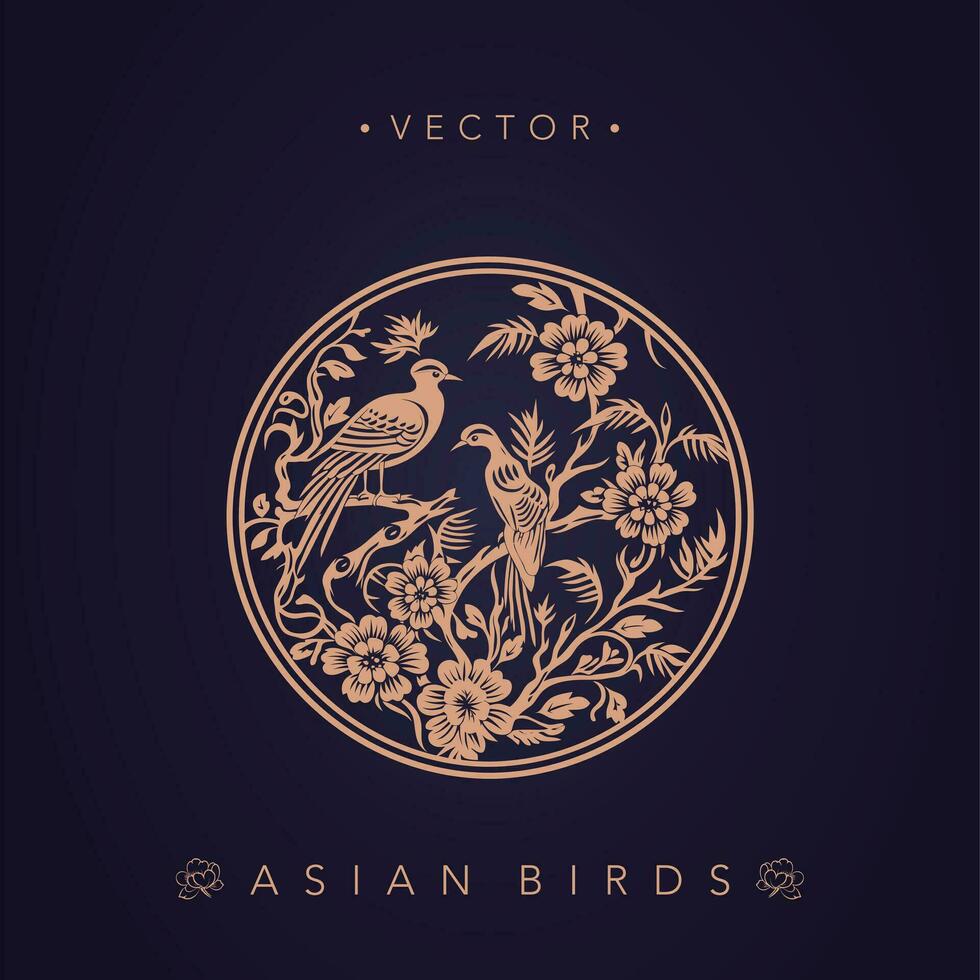 Asian traditional bird patterns ancient Chinese flower and bird patterns vector