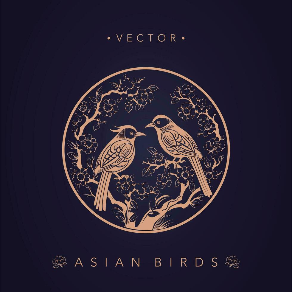 asiático tradicional pájaro patrones antiguo chino flor y pájaro patrones vector