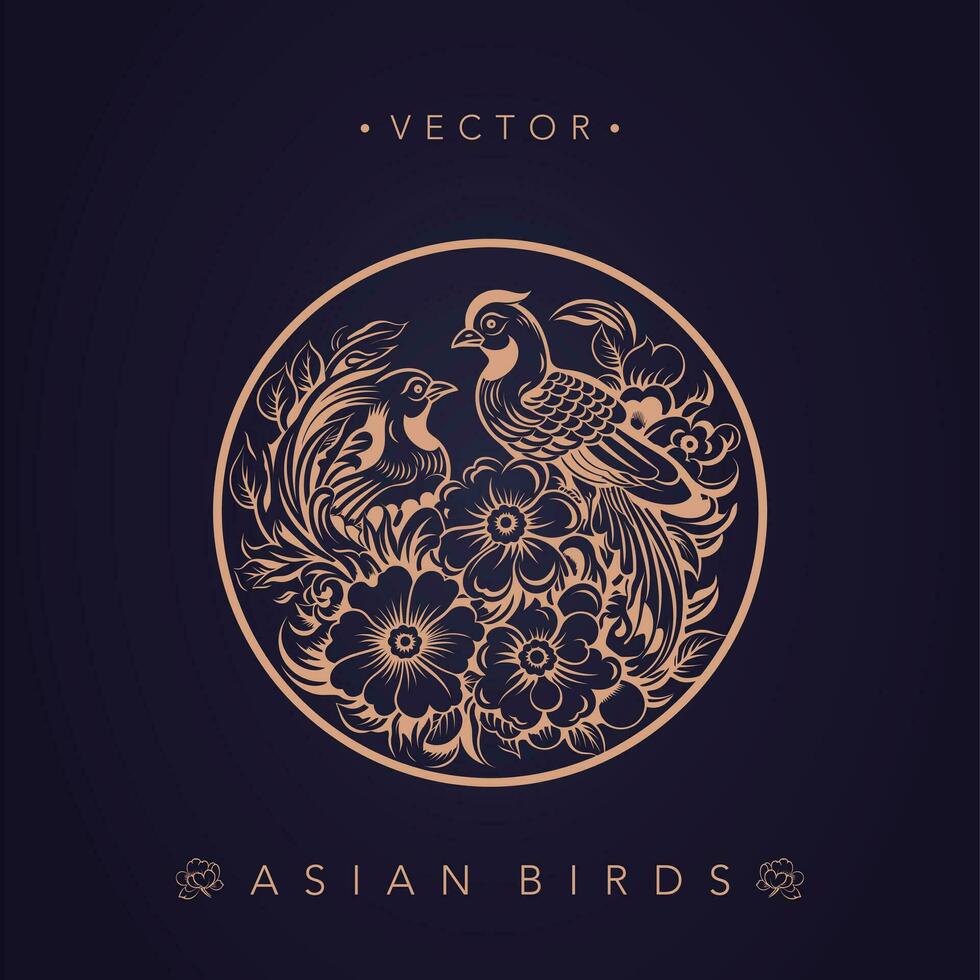 Asian traditional bird patterns ancient Chinese flower and bird patterns vector