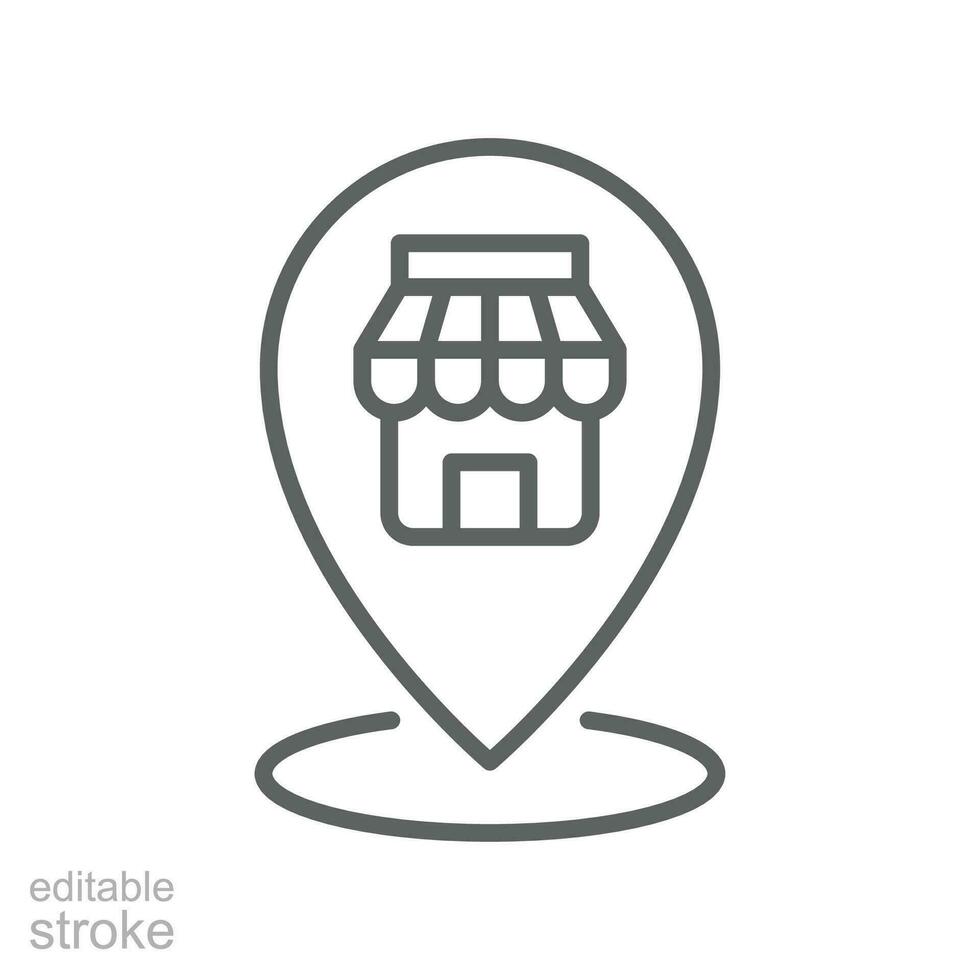 Store location line icon. Pin map market shop location for Online commerce marketing and promotion. Shop place navigation label. Editable stoke Vector illustration design on white background. EPS 10