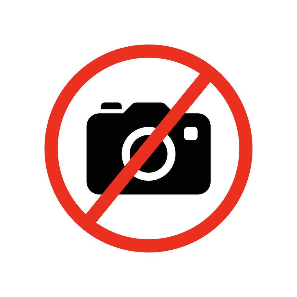 prohibition no camera icon. No Photo sign. Digital photo camera symbol. Photograph red sign warning. Stop capture logo. Flat style. vector illustration design on white background. EPS 10