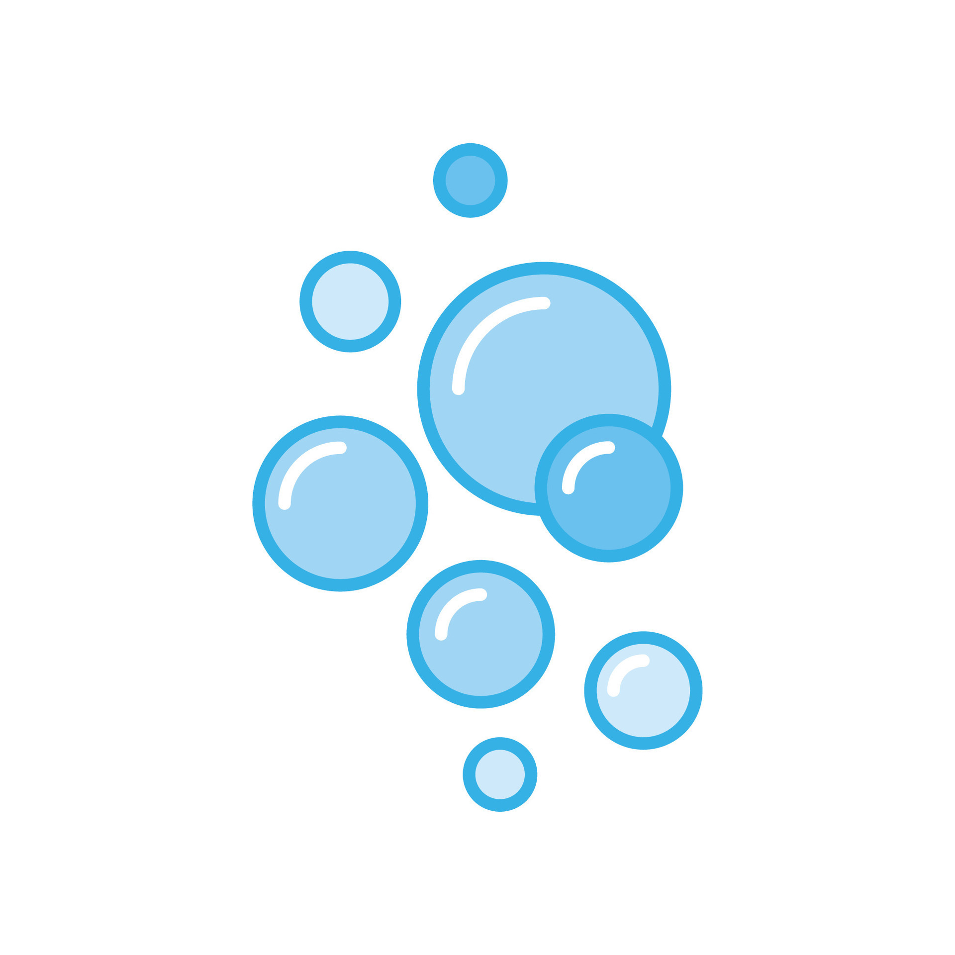 Bubble icon filled outline style. Clear water splash. Soap foam