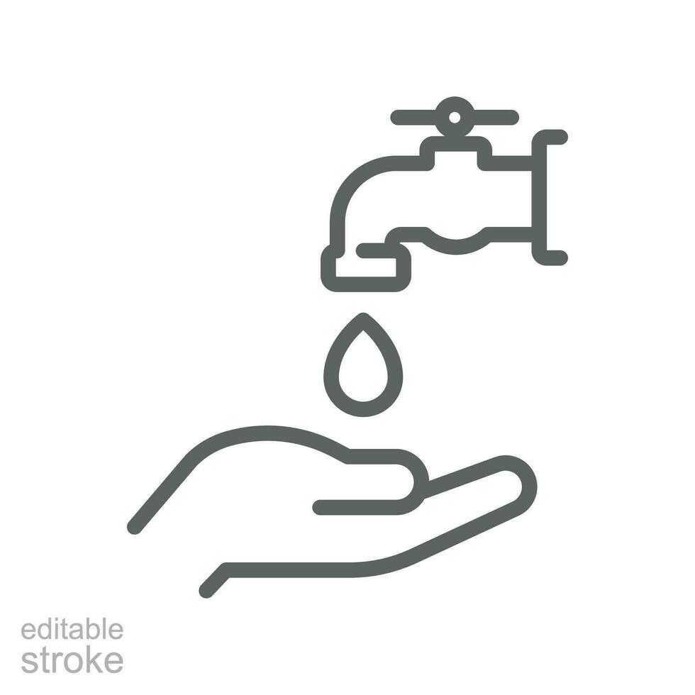 Ablution or washing hand icon. islamic wudu of religion collection. arabic prayer, outline style for ramadan, fasting, iftar . Editable stroke. Vector illustration design on white background EPS 10