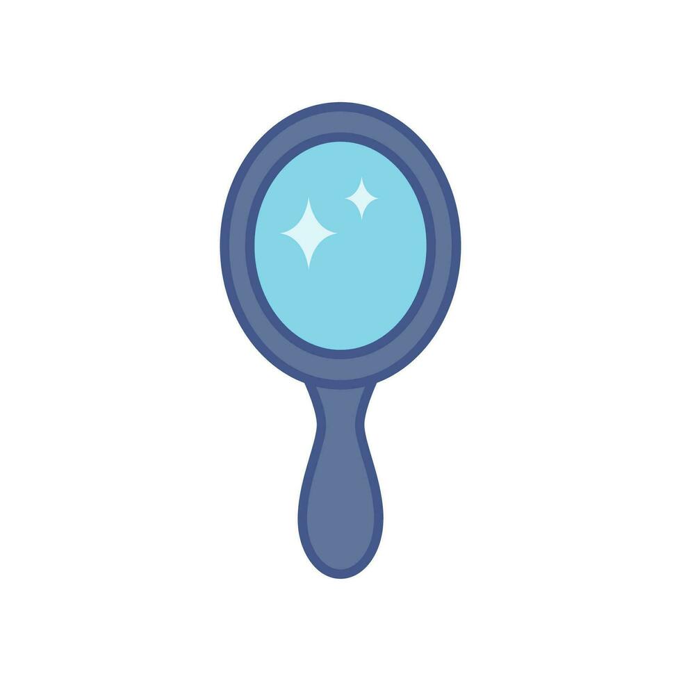 mirror icon filled outline style. Beauty hand mirror glass portable. glossy and shine frame. Handle crown mirror princess decoration accessory. Vector illustration design on white background. EPS 10