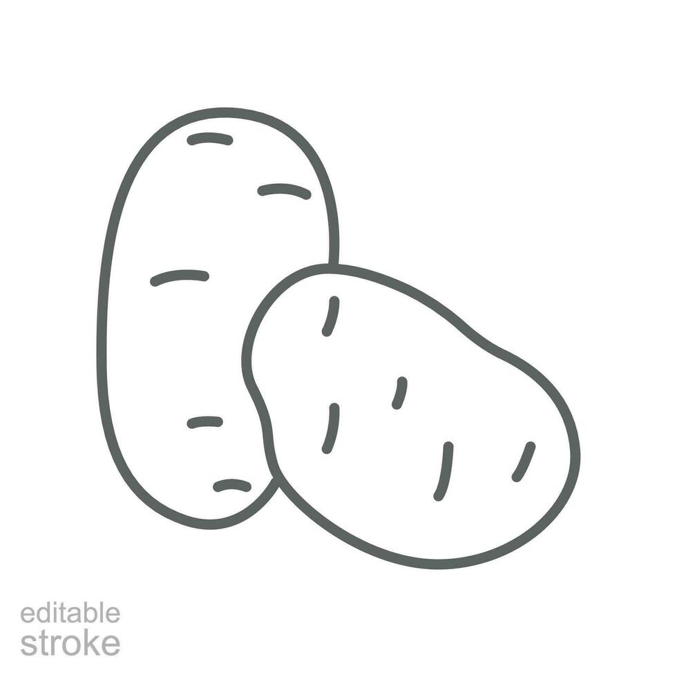Potato vegetable icon. Potatoes french fries, brown tasty vegetable. Raw Organic food for infographics decoration. Editable stroke. Outline style Vector illustration. Design on white background EPS 10
