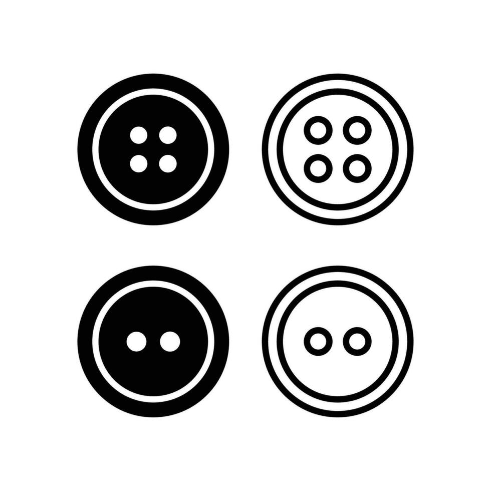 button icon, accessories element. Round button for clothes. dress craft Line and solid style for mobile, website. Sewing button with four holes. Vector illustration design on white background. EPS 10