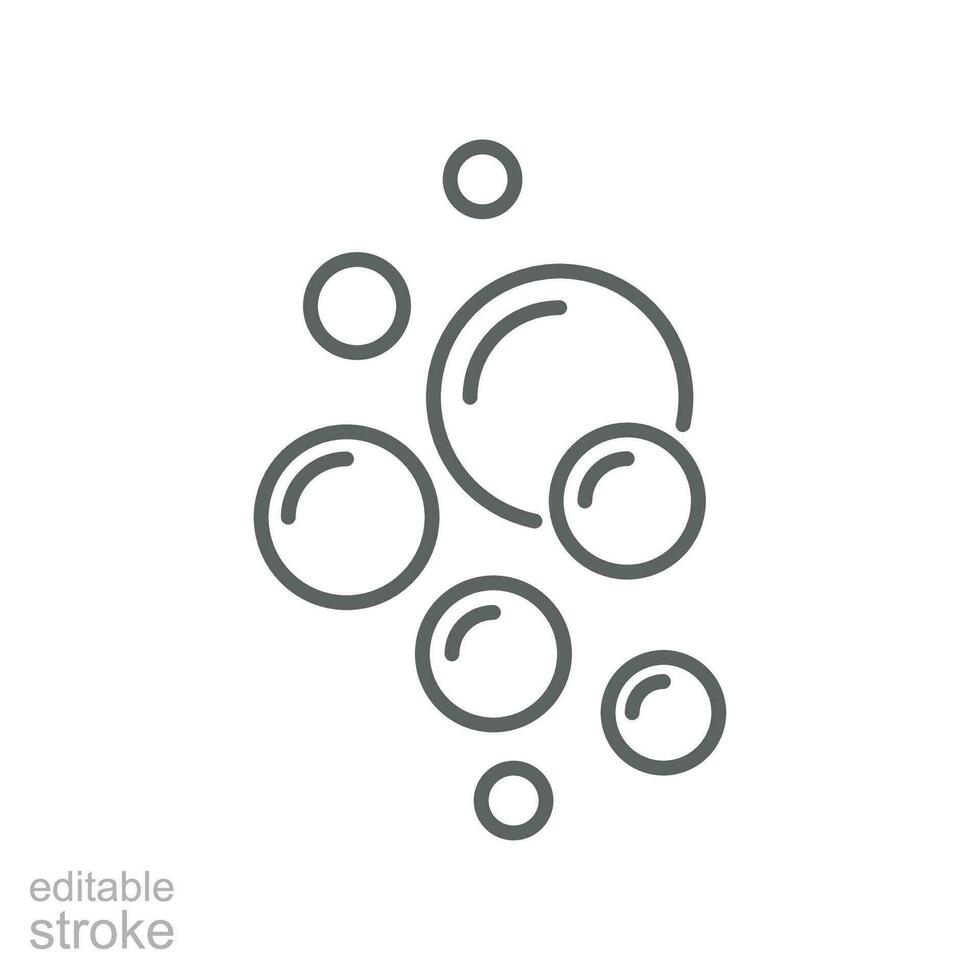 Bubble icon outline style. Clear water splash. Soap foam, fizzy drink, oxygen bubble. Fresh aqua drop for wet symbol. Editable stroke. Vector illustration design on white background. EPS 10