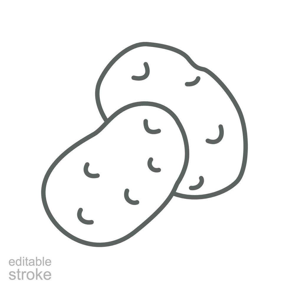 Potato vegetable icon. Potatoes french fries, brown tasty vegetable. Raw Organic food for infographics decoration. Editable stroke. Outline style Vector illustration. Design on white background EPS 10