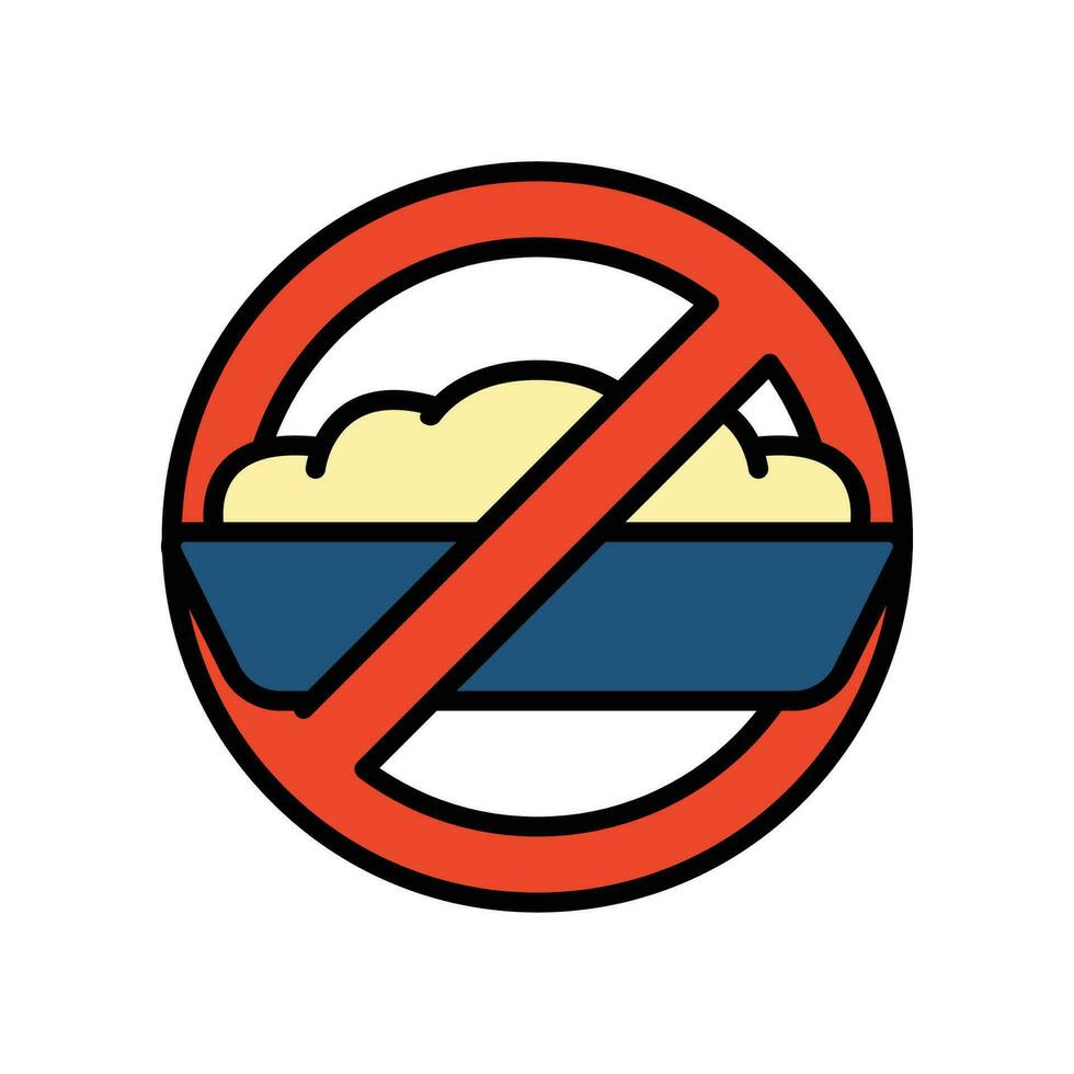 Ramadan icon filled outline Eid, fasting islam no food ramadan icon. Eating Food warning allowed while fasting Islamic symbol muslim fasting month Vector illustration design on white background EPS 10