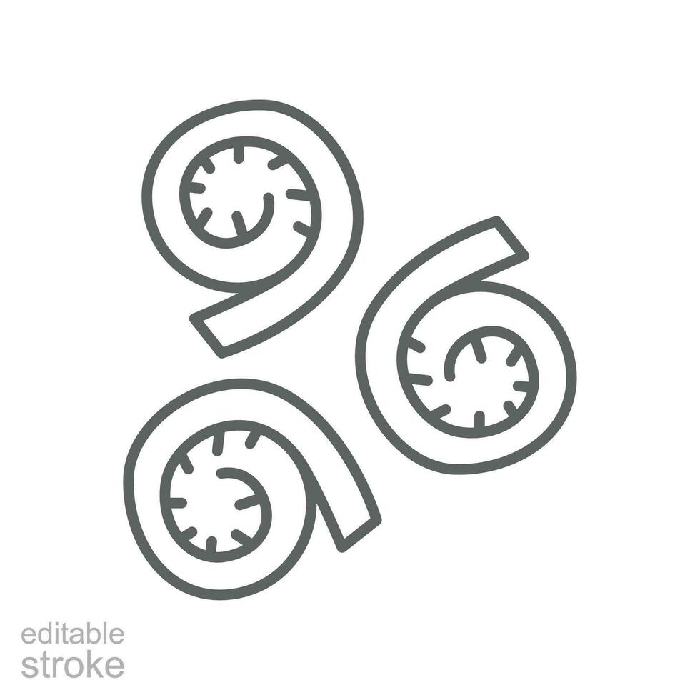 fiddleheads icon. fresh nature organic vegetable food salad herbs. green fiddlehead, unfurling fern leaf outline style editable stroke vector illustration design on white background. EPS 10