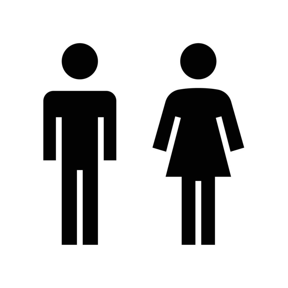 male and female icon, toilet, woman, people logo, solid style. Bathroom and restroom sign. Symbols of man and women. Partner gender logo. Vector illustration design on white background. EPS 10