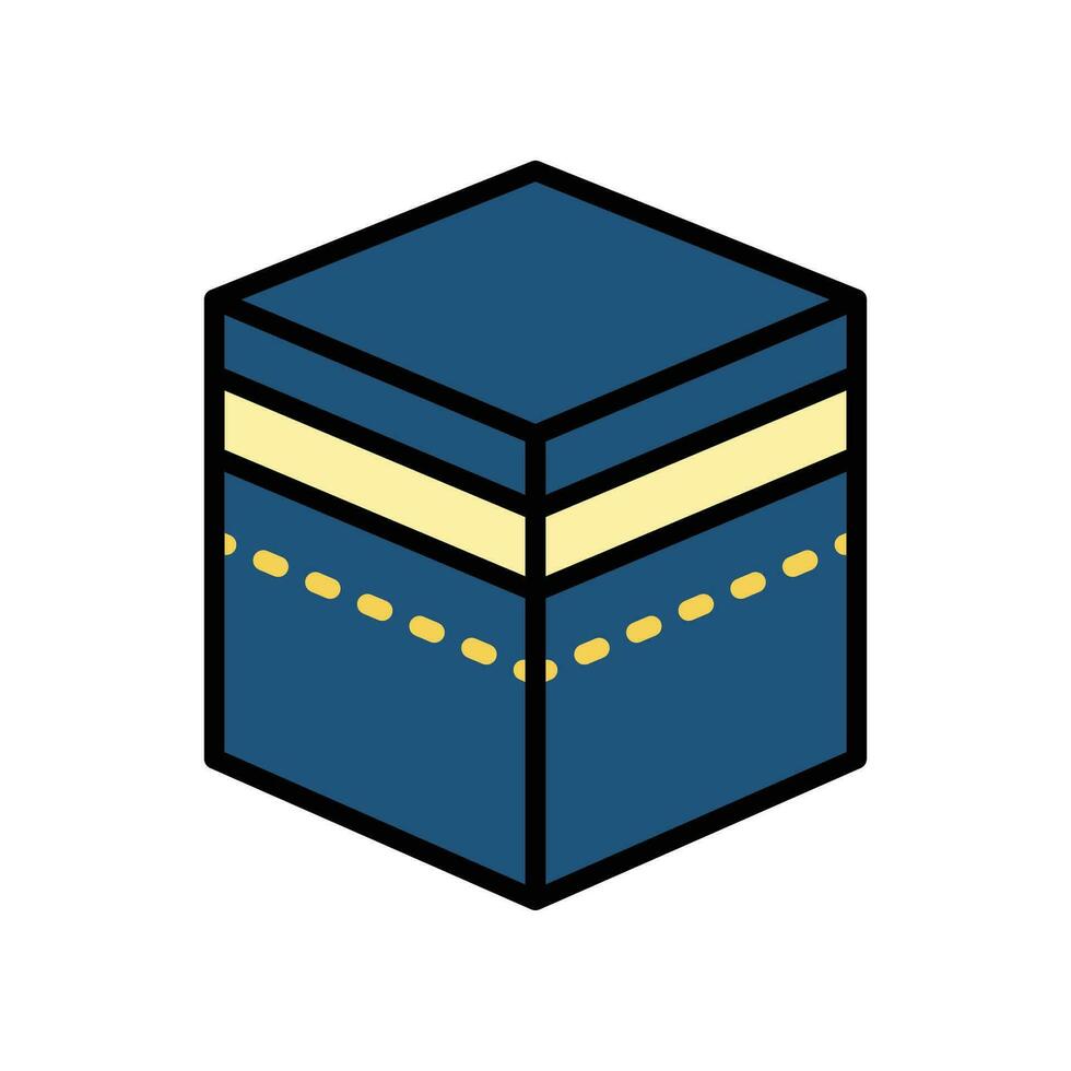 Ramadan icon filled outline Eid, fasting, islam, kaaba, muslim, qibla icon. Kaabah mecca, makkah. Eid Al-fitr mubarak, hajj, Muslim the holy place Vector illustration design on white background EPS 10