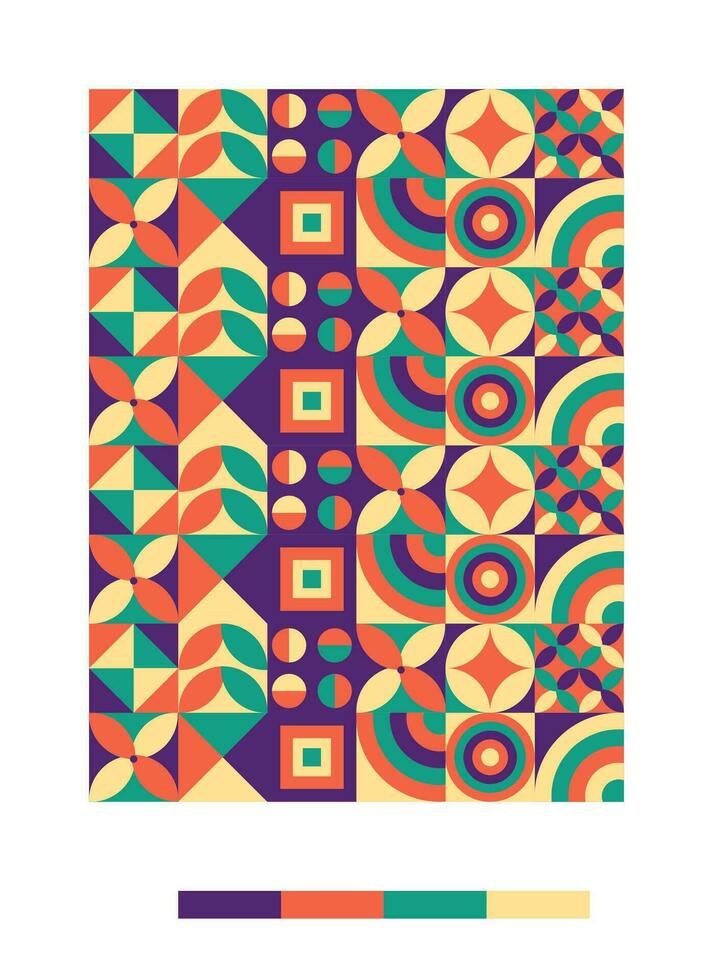a colorful pattern with geometric shapes and colors vector