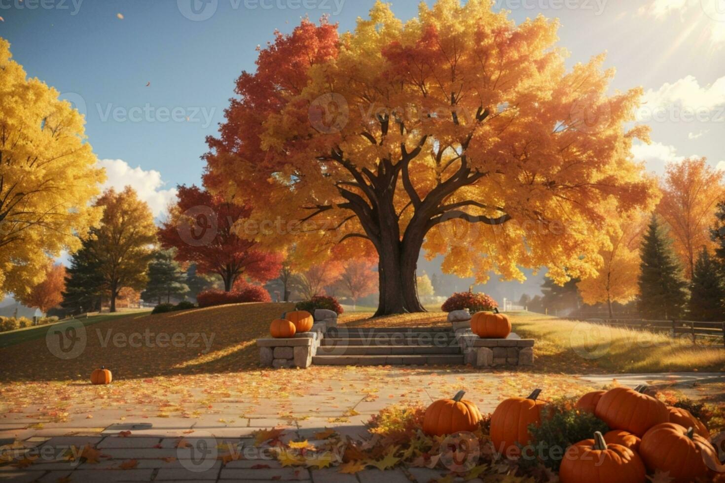 autumn scene. AI generated photo