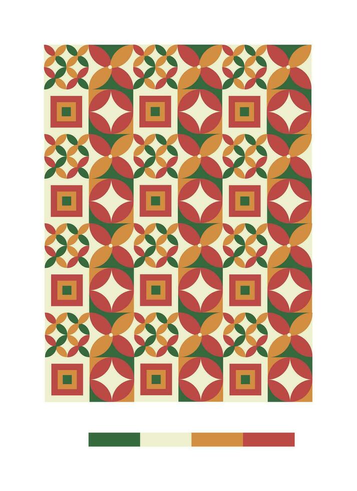 a green and pink pattern with geometric shapes vector