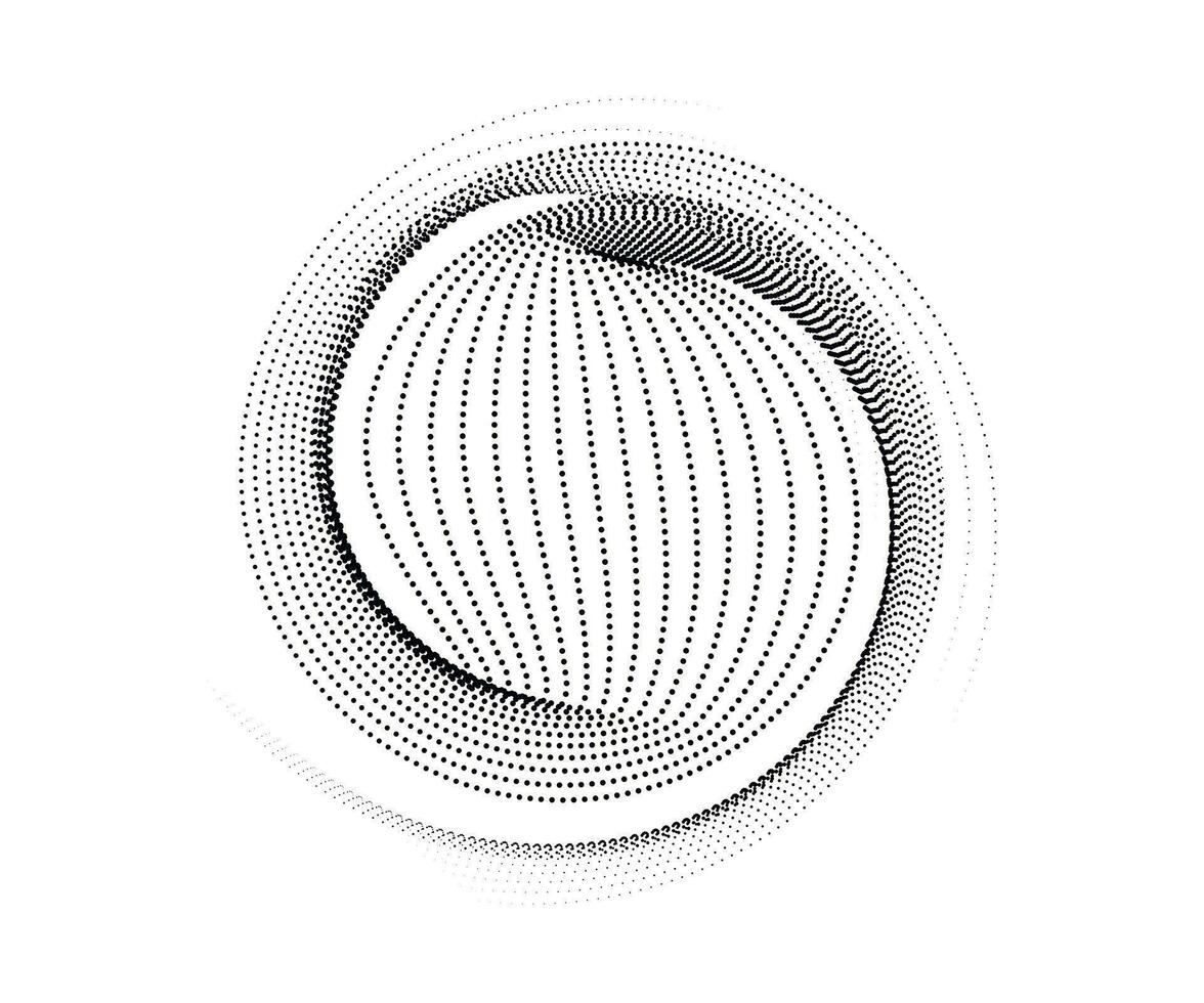 un circular punto modelo con negro colores, punto negro degradado símbolo logotipo circular forma espiral trama de semitonos circulo redondo resumen circulo vector