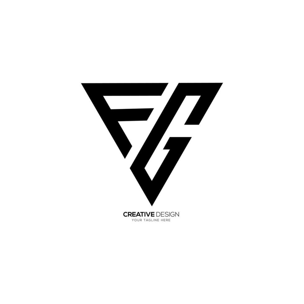 Letter Fg or Gf initial creative line art geometric modern abstract monogram logo vector