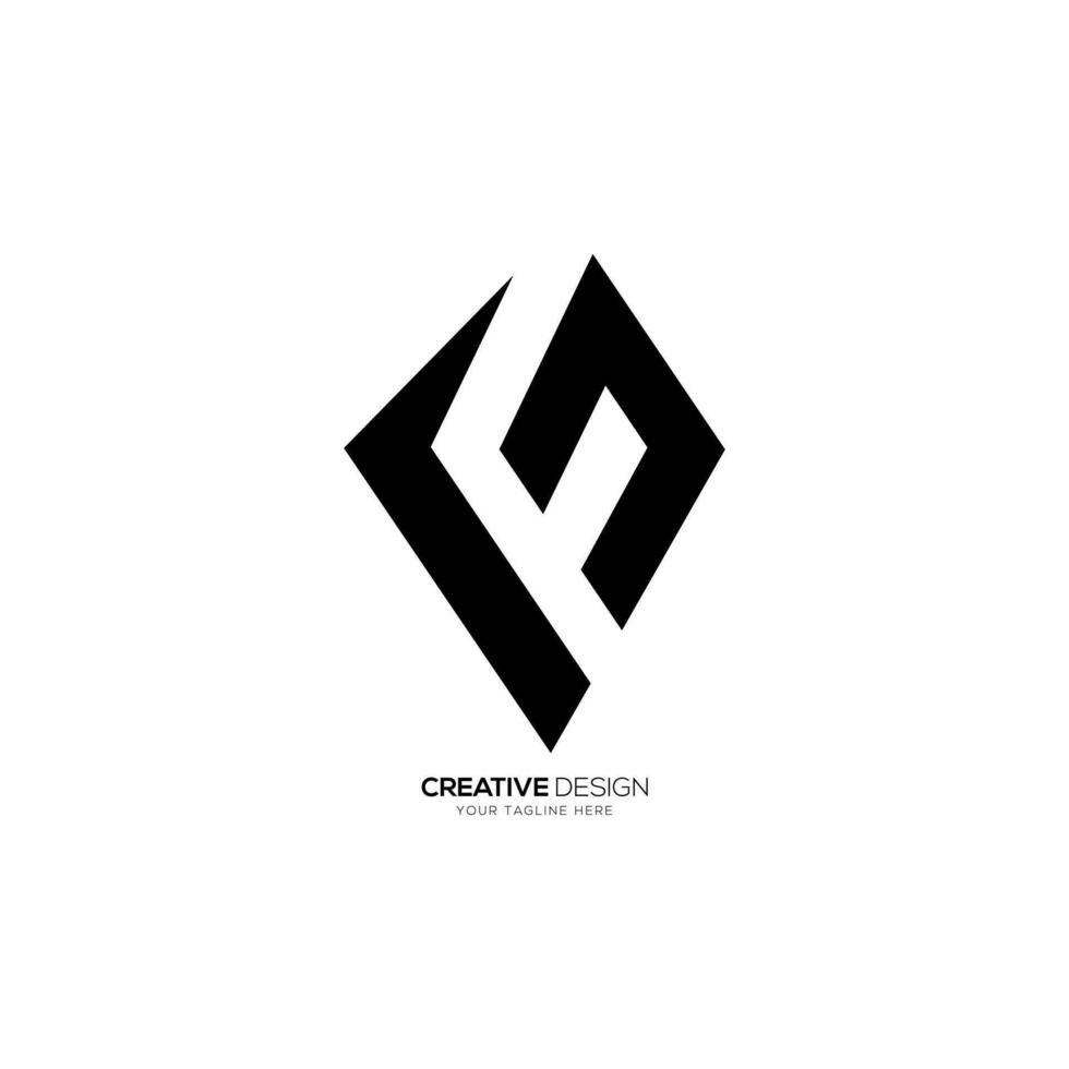 Letter Gf or FG negative space modern unique shape monogram abstract logo concept vector