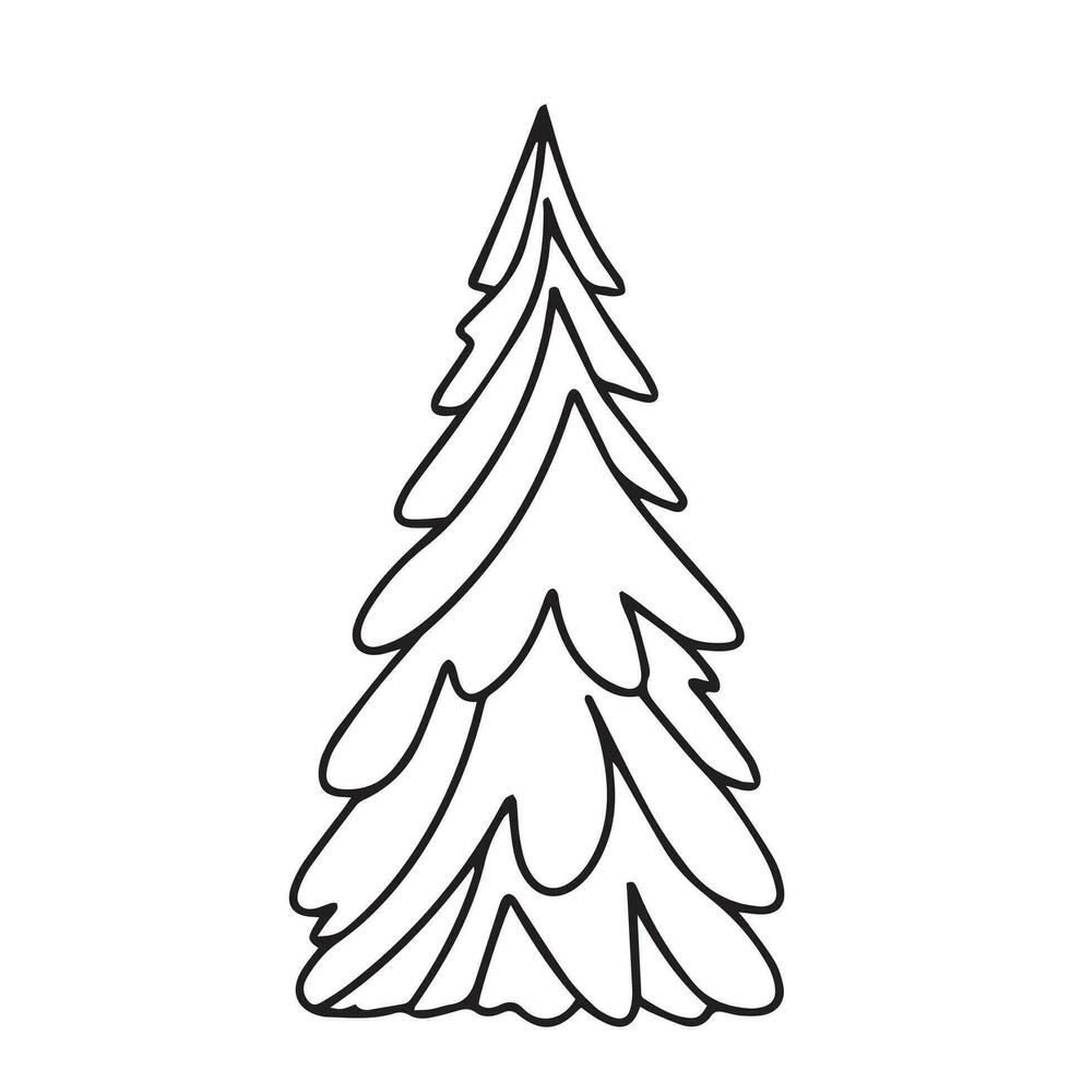 mano dibujado pino árbol en garabatear estilo aislado en blanco antecedentes. contorno abeto árbol. vector ilustración.