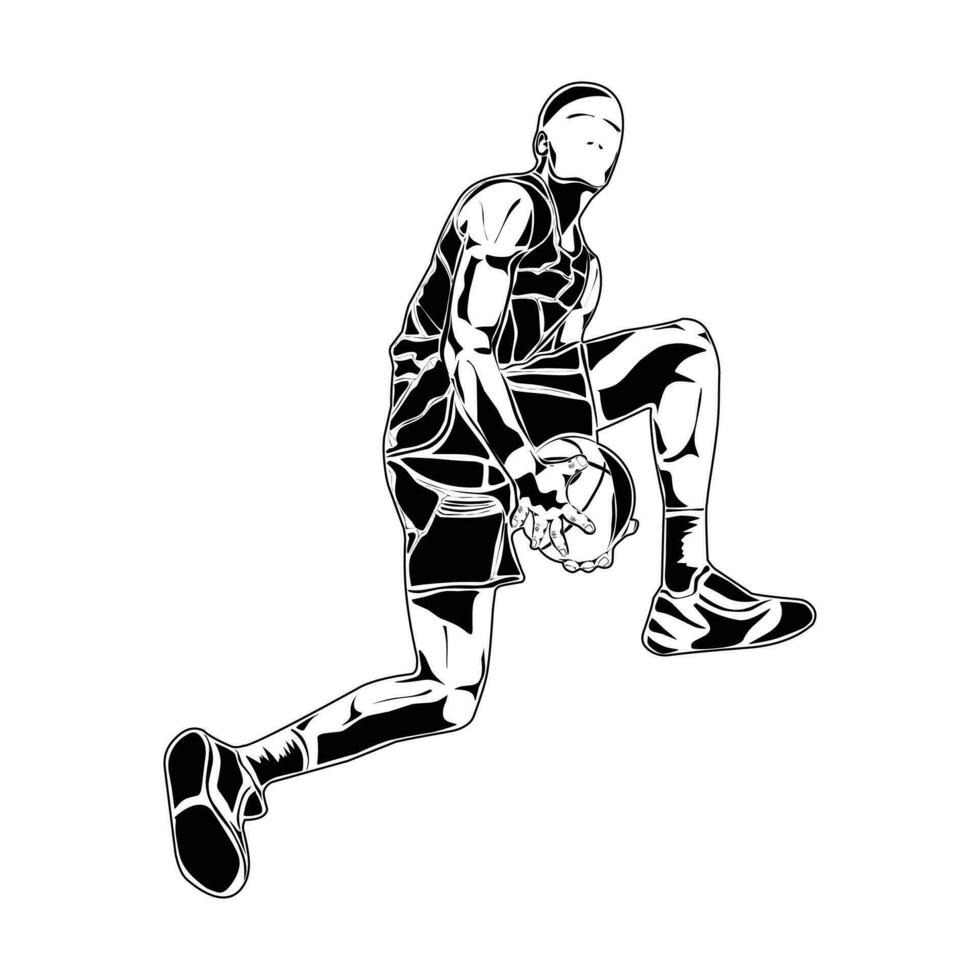 Image of basketball player movements, suitable for posters, education, T-shirts and others vector