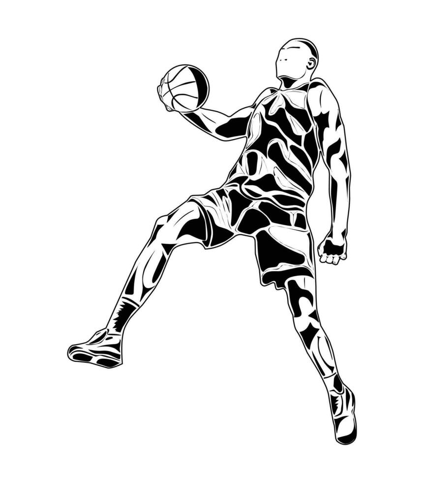 imagen de baloncesto jugador movimientos, adecuado para carteles, educación, camisetas y otros vector