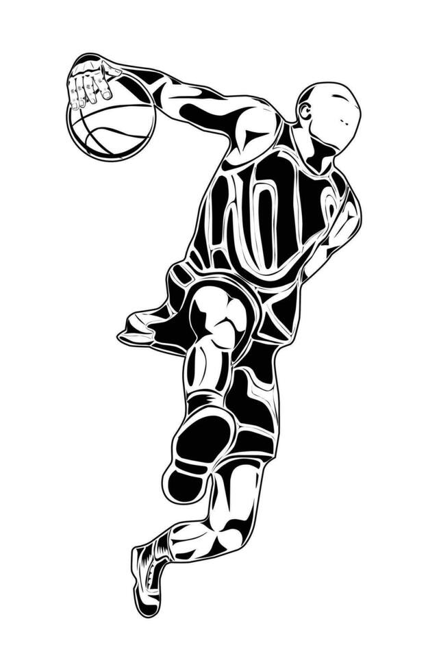 imagen de baloncesto jugador movimientos, adecuado para carteles, educación, camisetas y otros vector