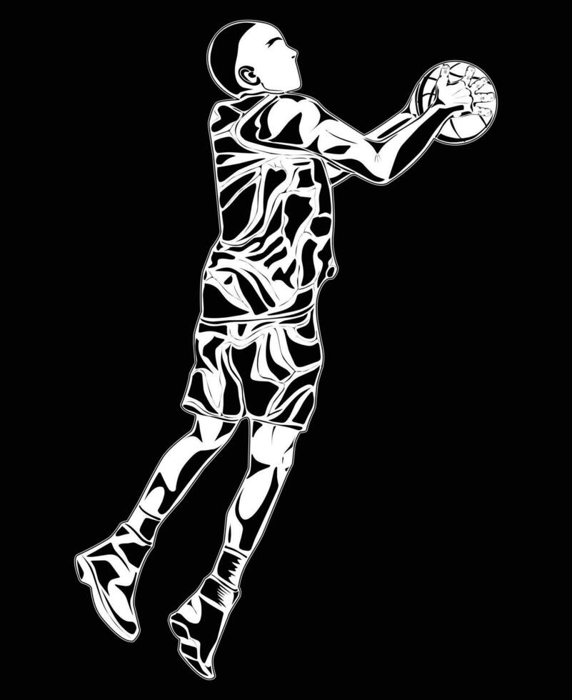 imagen de baloncesto jugador movimientos, adecuado para carteles, educación, camisetas y otros vector